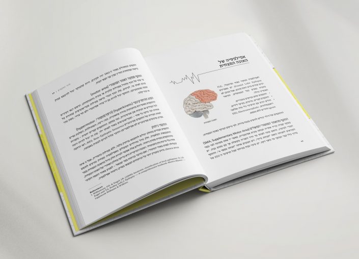 Inner layout design in Hebrew for a medical guide about childhood epilepsy — educational publication for parents and professionals